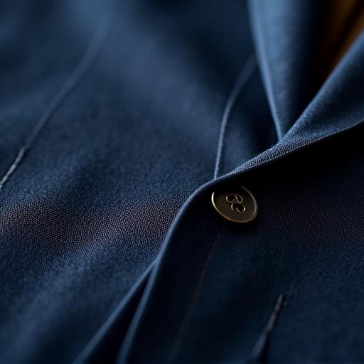 A close-up detail shot of the lapel and stitching on a bespoke men's suit jacket.